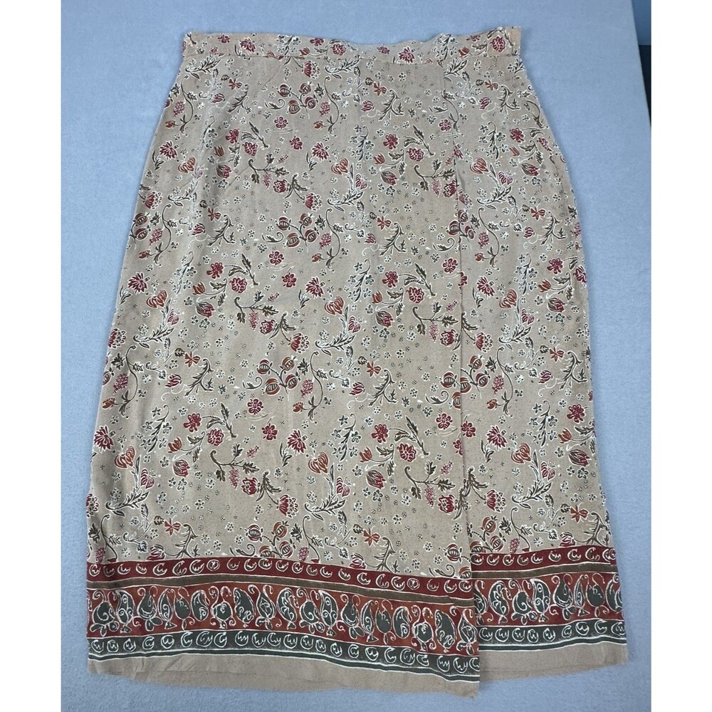 Jennifer Moore Sz 20W Floral Wrap Skirt Silk Vtg 90's Cottage Rustic Fairy